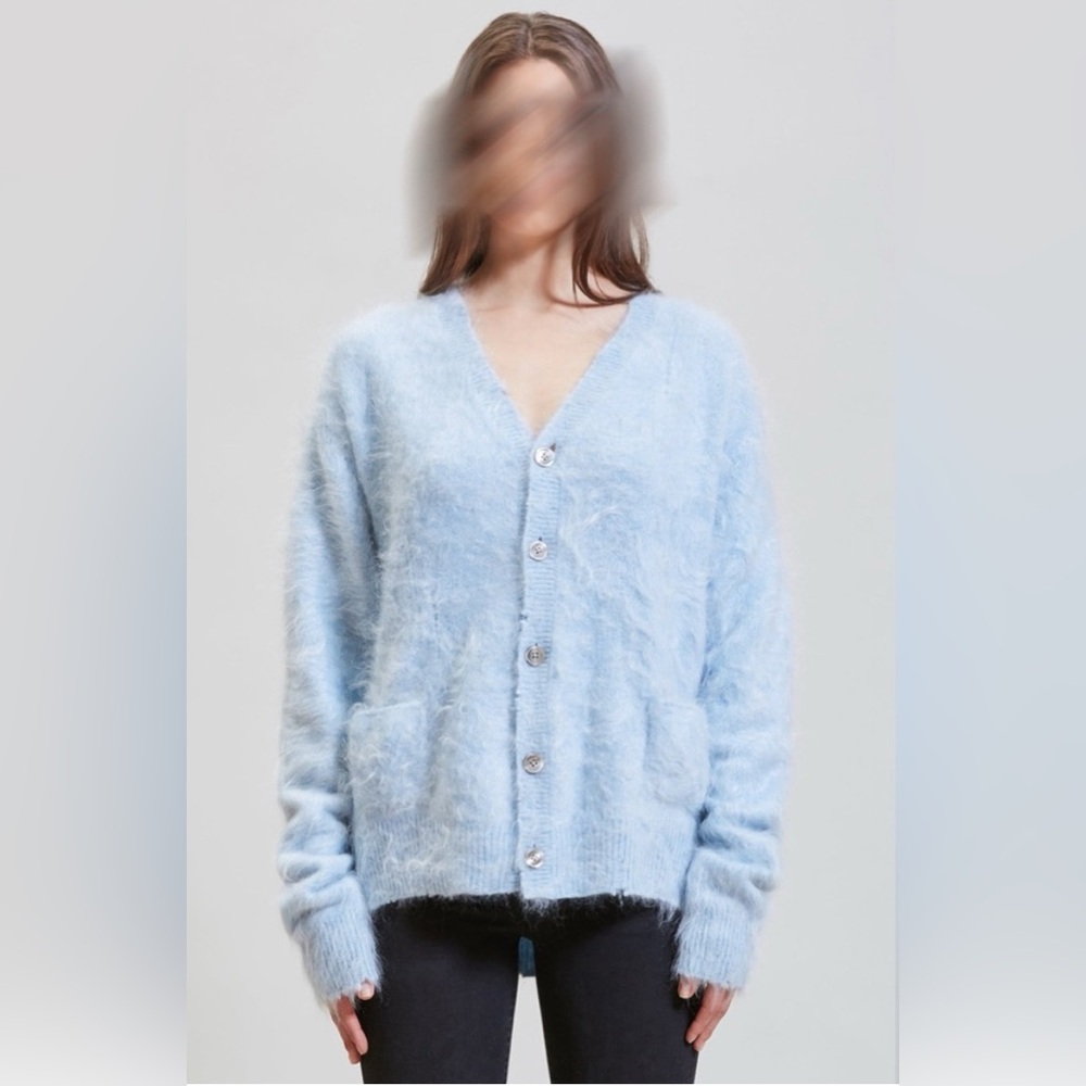 R13 Japanese Brushed Cashmere Cardigan - Light Blue. Size medium - Picture 5 of 14